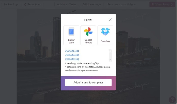 marca d'água em fotos